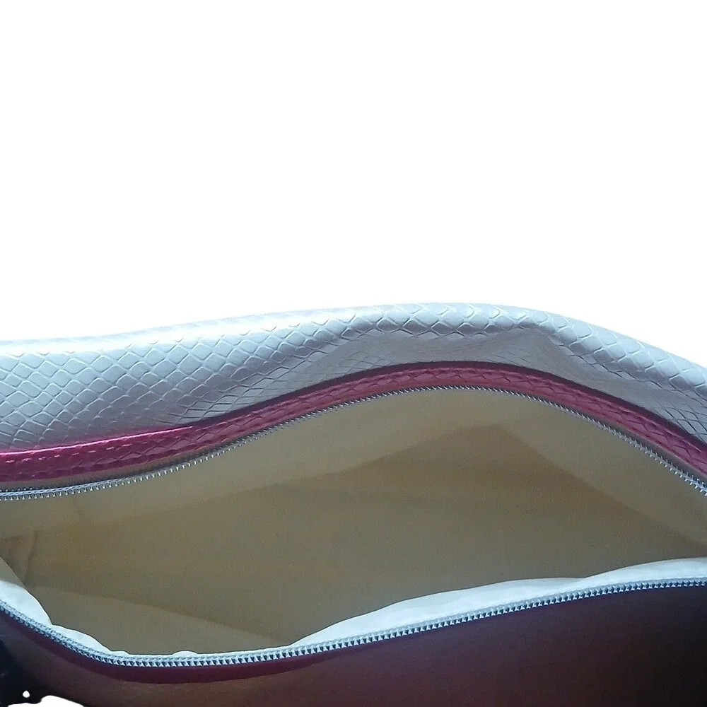 Lancome Makeup Bag Women OS White Pink Snakeskin Faux Leather Cosmetic Pouch‎